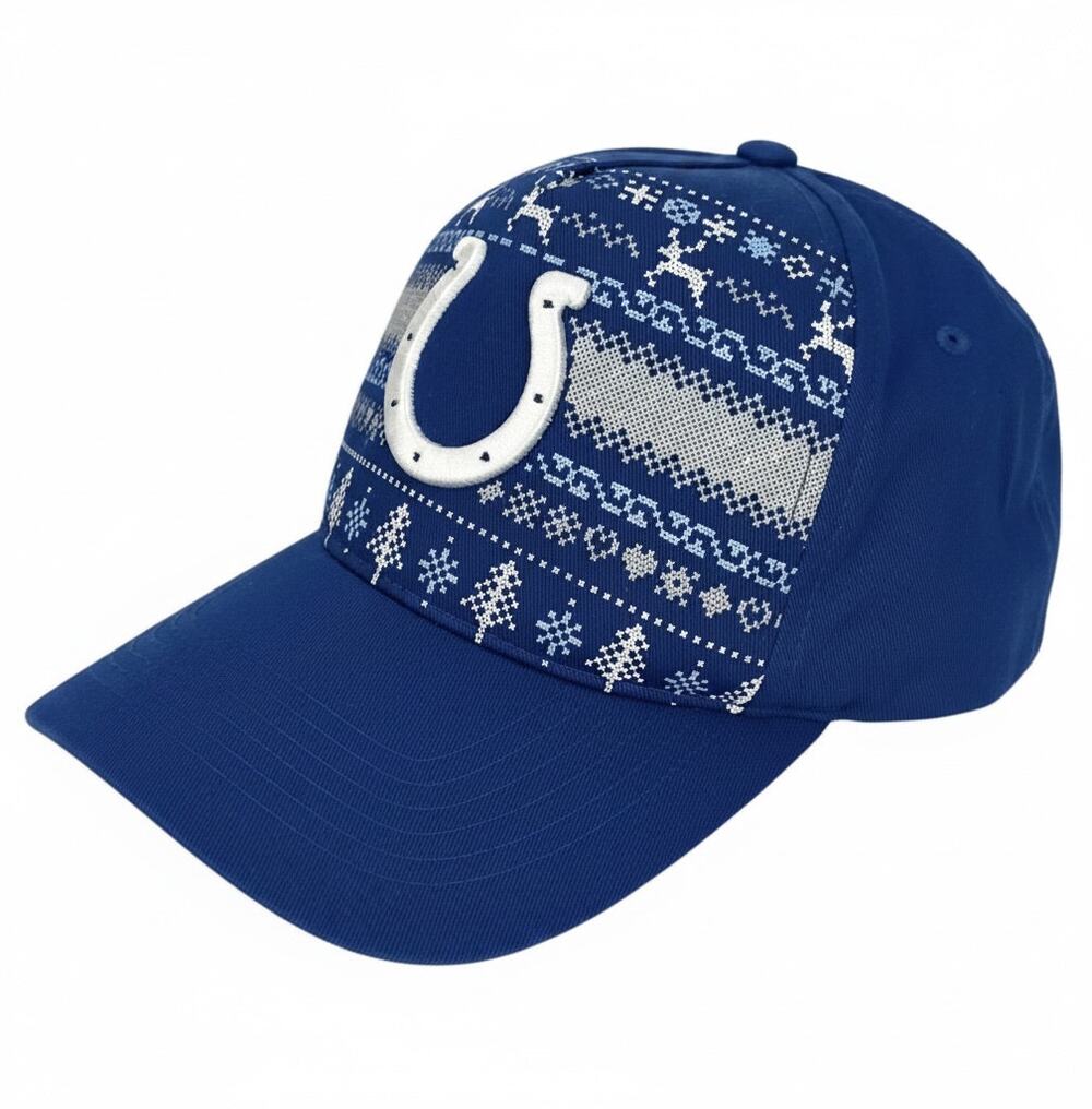 NFL INDIANAPOLIS COLTS Hat Cap HOLIDAY REINDEER Blue White ONE SIZE